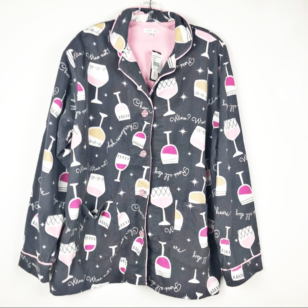 PJ salvage women's flannel pajama top large wine
